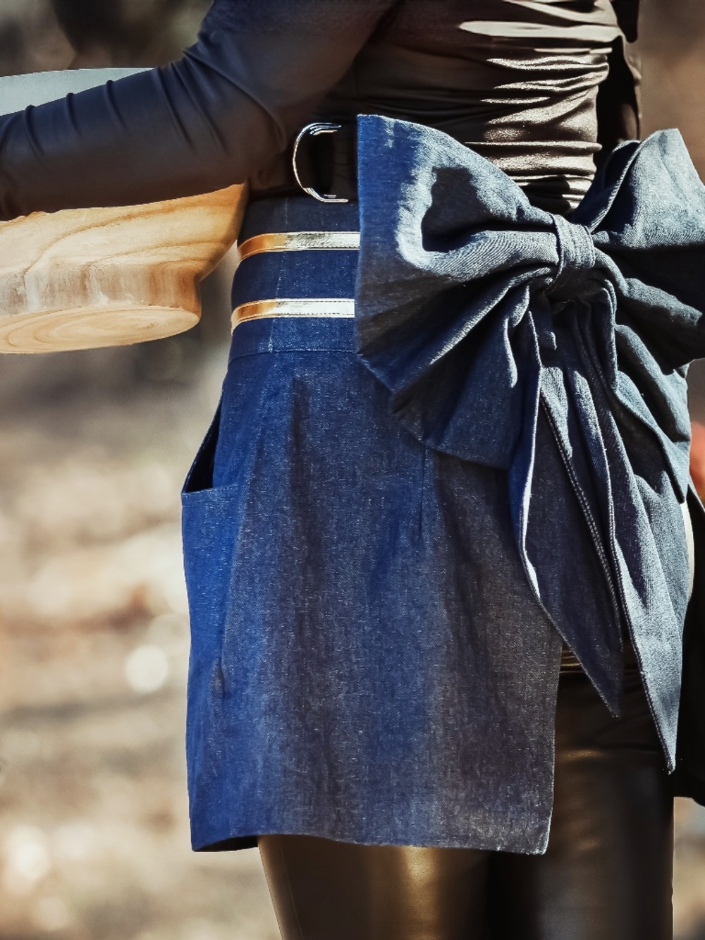 Petite size stylish denim kitchen apron